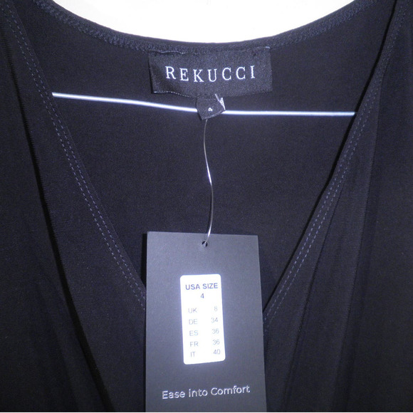 Rekucci Size 4 Slimming 3/4 Sleeve Fit-and-Flare Crossover Tummy Control Dress - Picture 8 of 10